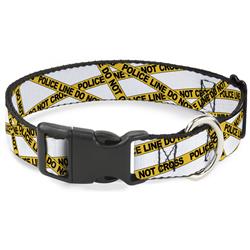 Plastic Clip Collar - Police Line White/Yellow