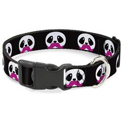 Plastic Clip Collar - Panda Face w/Pink Mustache