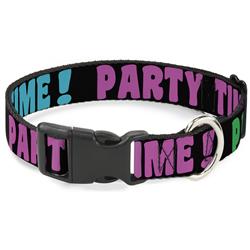 Plastic Clip Collar - PARTY TIME! Black/Green/Turquoise/Fuchsia