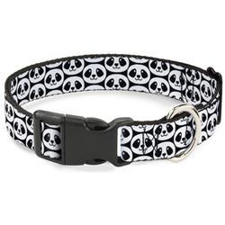 Plastic Clip Collar - Smiling Panda Repeat Black/White