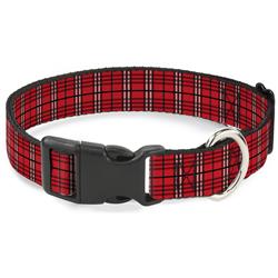 Plastic Clip Collar - Plaid Red