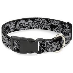 Plastic Clip Collar - Paisley2 Black/White