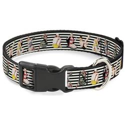 Plastic Clip Collar - Pin Up Girl Poses Stripe Black/White
