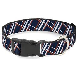 Plastic Clip Collar - Plaid X2 Navy/White/Orange
