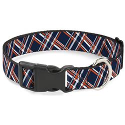 Plastic Clip Collar - Plaid X3 Navy/Orange/White
