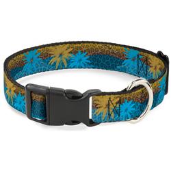 Plastic Clip Collar - Palm Trees & Gulls Leopard Brown/Blue