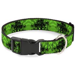 Plastic Clip Collar - Palm Trees Greens/Black