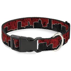 Plastic Clip Collar - Portland Vivid Skyline Red Roses/Black