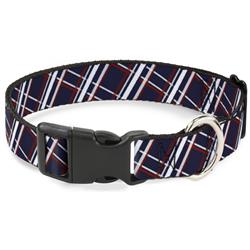Plastic Clip Collar - Plaid X Blue/White/Red