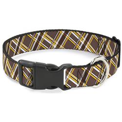 Plastic Clip Collar - Plaid X Brown/White/Gold