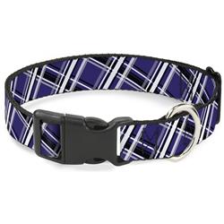 Plastic Clip Collar - Plaid X2 Purple/Gray/White/Black