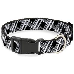 Plastic Clip Collar - Plaid X2 Black/Grays/White