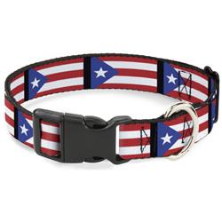 Plastic Clip Collar - Puerto Rico Flag Repeat/Black