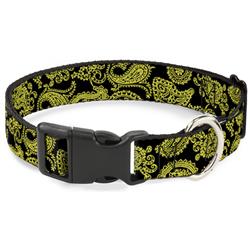 Plastic Clip Collar - Paisley Black/Neon Yellow