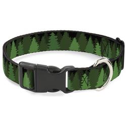 Plastic Clip Collar - Pine Tree Silhouettes Black/Greens