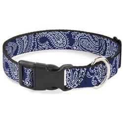 Plastic Clip Collar - Paisley Blue/White