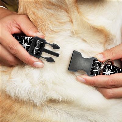 Plastic Clip Collar - Pinwheel Plumes White/Black