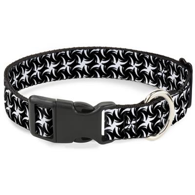 Plastic Clip Collar - Pinwheel Plumes White/Black