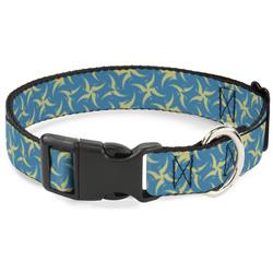 Plastic Clip Collar - Pinwheel Plumes Beige/Turquoise