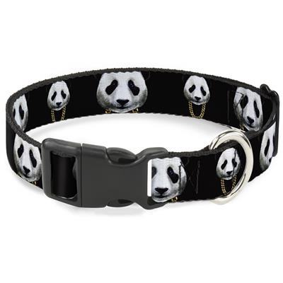 Plastic Clip Collar - Panda w/Gold Chain Black