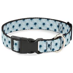 Plastic Clip Collar - Palm Trees & Waves Monogram Blues/White