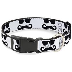 Plastic Clip Collar - Sunglasses & Mustache White/Black