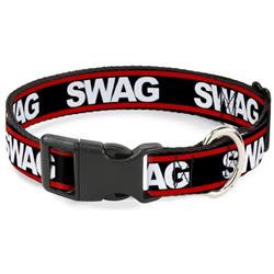 Plastic Clip Collar - SWAGG Black/White/Red Stripe