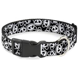Plastic Clip Collar - Scattered Panda Bear Cartoon2 Black/White