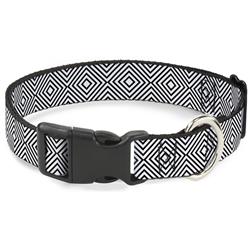 Plastic Clip Collar - Square Lines White/Black