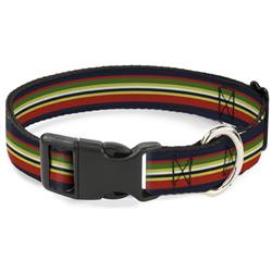 Plastic Clip Collar - Stripes Navy/Red/Yellow/Black/White/Green
