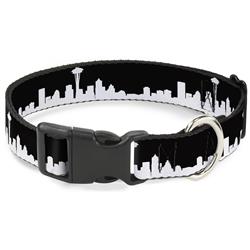 Plastic Clip Collar - Seattle Solid Skyline Black/White