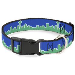 Plastic Clip Collar - Seattle Skyline Blue/Green