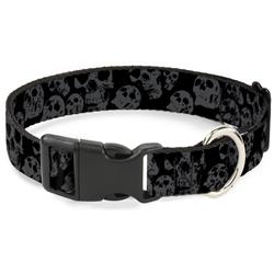 Plastic Clip Collar - Skulls Stacked Weathered Black/Gray