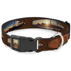 Plastic Clip Collar - Surfboard Cali Scenes/US Flag Brown