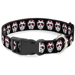 Plastic Clip Collar - Sugar Skulls Black/White/Red