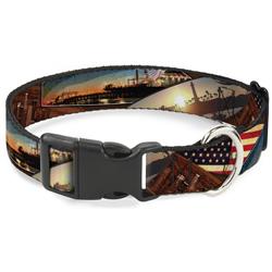 Plastic Clip Collar - Surfboard Cali Scenes/US Flag Stacked Brown