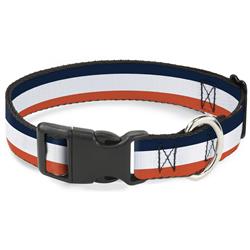 Plastic Clip Collar - Stripe Navy/White/Orange
