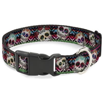 Plastic Clip Collar - Sugar Skulls Zarape Multi Color