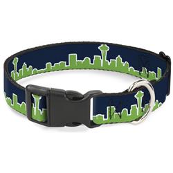 Plastic Clip Collar - Seattle Skyline Navy/Lime Green