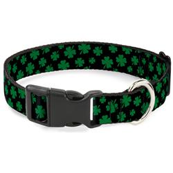 Plastic Clip Collar - St. Pat's Clovers Scattered Black/Green