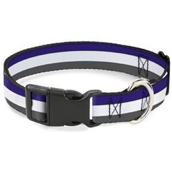 Plastic Clip Collar - Stripes Purple/White/Gray