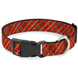 Plastic Clip Collar - Tartan Plaid2 Red/Green/Yellow