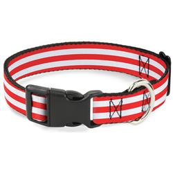 Plastic Clip Collar - Triple Stripe White/Red