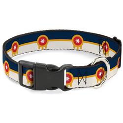 Plastic Clip Collar - Tulsa Oklahoma City Flag Navy Blue/Gold/Red/Beige