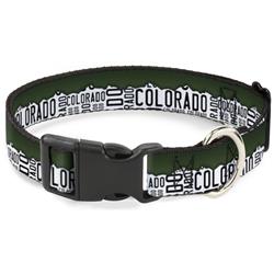 Plastic Clip Collar - Colorado Mountains Green/White/Gray Text