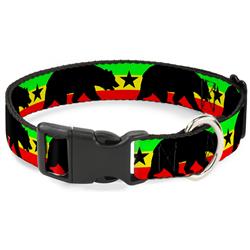 Plastic Clip Collar - Cali Bear/Star Silhouette Rasta/Black