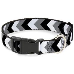 Plastic Clip Collar - Chevron White/Gray/Black
