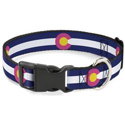 Plastic Clip Collar - Colorado Flags6 Repeat Blue/White/Pink/Yellow