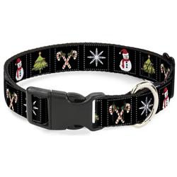 Plastic Clip Collar - Christmas Blocks Black/White/Multi Color