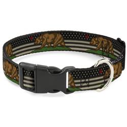Plastic Clip Collar - Cali Bear/Star/US Flag Stretch Black/White/Red